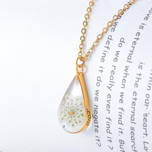 PARTNER Good Luck Mustard Seed Necklace for Women Christian Gifts for Women Dried Flower Resin Necklace Faith Fall Autumn Christmas Faith Jewelry2