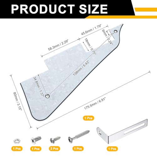 Pickguard guitare LP blanc perle 4 plis avec son support chromé argenté durable