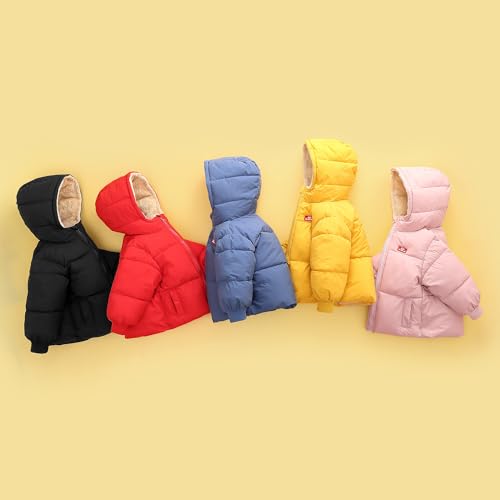 LAVIQK 1-7 Years Baby Boys Girls Toddlers Winter Coats Hooded Puffer Jacket Down Snow Jacket Warm Fleece Coat Solid Outerwear - Thumbnail 6