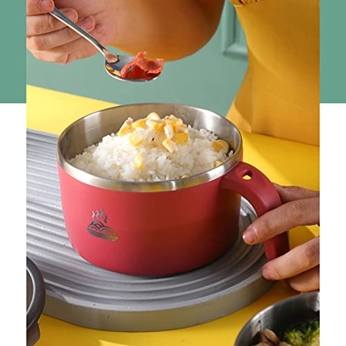Tigela de macarrão instantâneo de aço inoxidável SWZA, alça de 900ML de capacidade, tigela de almoço