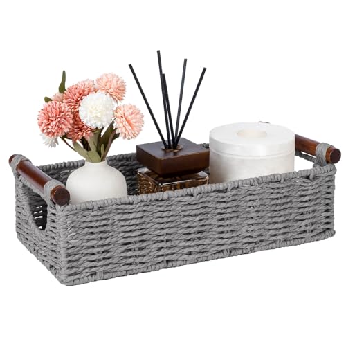 CubesLand-Wicker-Toilet-Storage-Basket-Tray-Organizer-WCut-Out-Handle CubesLand Wicker Toilet Storage Basket Tray Organizer W/Cut Out Handle - Image 1