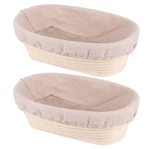 10 inch Oval Bread Proofing Basket Set of 2,Sourdough Bread Rising Bowl with Cloth Liner,Bread Baking Supplies for Professional Home Bakers