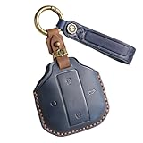 ontto Key Case with Keychain Compatible with Jetour 2025 Shanhai T1 Traveller Freedom Auto Accessories Handmade Leather Key Fob Cover Full Protection Key Shell,Blue