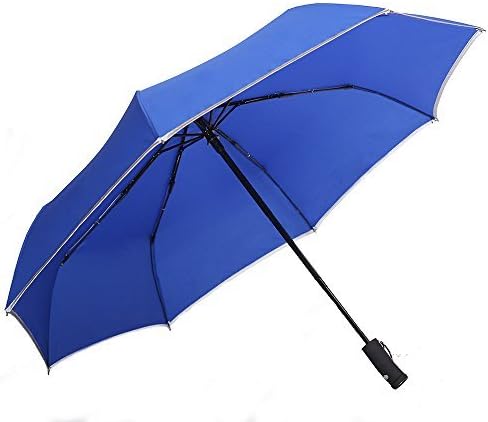 Yitote Automatic Open and Close Umbrella One Handed Operation Lightweight 8 Ribs Golf Umbrella with Light Reflective & Torchlight Handle Unbreakable Compact Travel Umbrella Windproof Umbrella