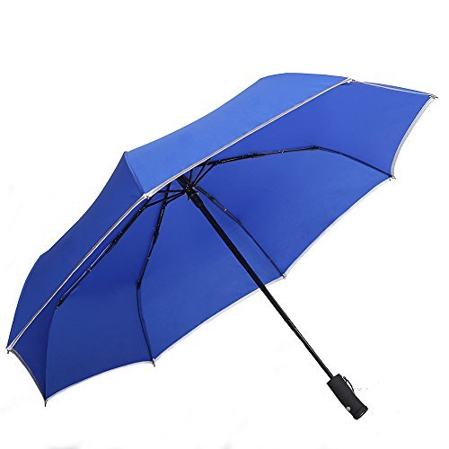 Yitote Automatic Open and Close Umbrella One Handed Operation Lightweight 8 Ribs Golf Umbrella with Light Reflective & Torchlight Handle Unbreakable Compact Travel Umbrella Windproof Umbrella