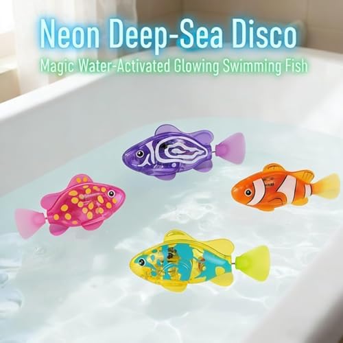 Magic Glowing Swimming Fish, Interactive Water-Activated Robot Toy, Magic Water Activated Glowing Swimming Fish for Bath Pool Aquarium, Interactive Electronic Pet (4Pc) - 5