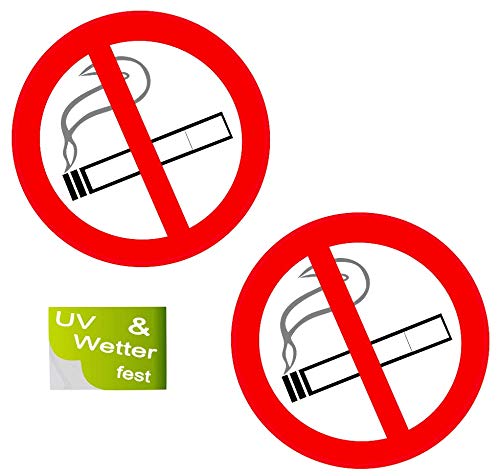 Autocollants interdiction de fumer : lot de 2 stickers carrés anti-tabac