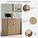 T4TREAM 23'' Fluted Nightstand with Charging Station, Large 2 Drawer Bedside Table, Modern End Table with Storage, Mid Century Night Stand for Bedroom, Living Room, Curved Profile, Natural Oak