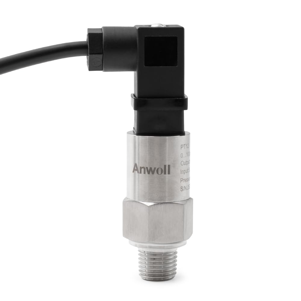 PT12 0-100PSI 4-20mA Air Compressor Water Pressure Transmitter 8-36VDC Hersman Oil Pressure Transmitter Sensor NPT1/4 Fuel Pressure Transmitter for Diesel Fuel Gas Water Oil
