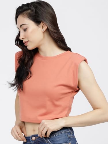 Image of Tokyo Talkies Women's Sleeveless Round Neck Solid Tops| Stylish Casual wear