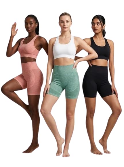 Gym Push Up Seamless Sports Yoga Short Fitness Workout Shapeware Butt Lift Stretchy Shorts for Women (Free Size) (S,M,L,XL,2XL) Multicolor-image-32