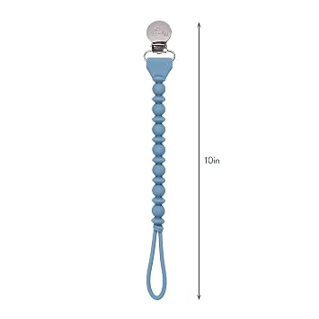 Itzy Ritzy Silicone Pacifier Clip, Binky Clip Holder for Babies (Blue) | 100% Food-Grade, BPA-Free Silicone Pacifier Clip with Secure Clasp, One-Piece Design, Keeps Pacifiers, Teethers & Toys Close