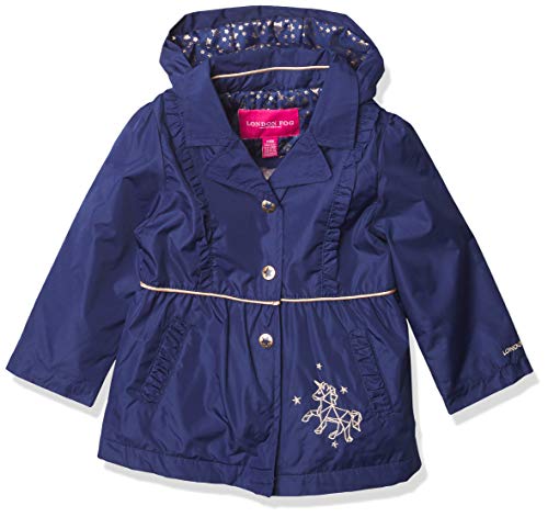 LONDON FOG Baby Girls Li'l Lightweight Trench Dress Coat Jacket, Fall Navy, 24Mo