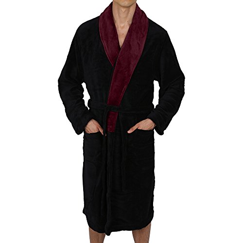 Luxurious Men's & Womens Hooded Robe & Shawl Collar Soft Fleece Bathrobe Spa Robe2
