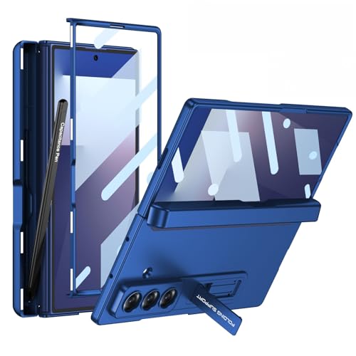 Étui Samsung Galaxy Z Fold7 antichoc bleu avec protège-écran et béquille