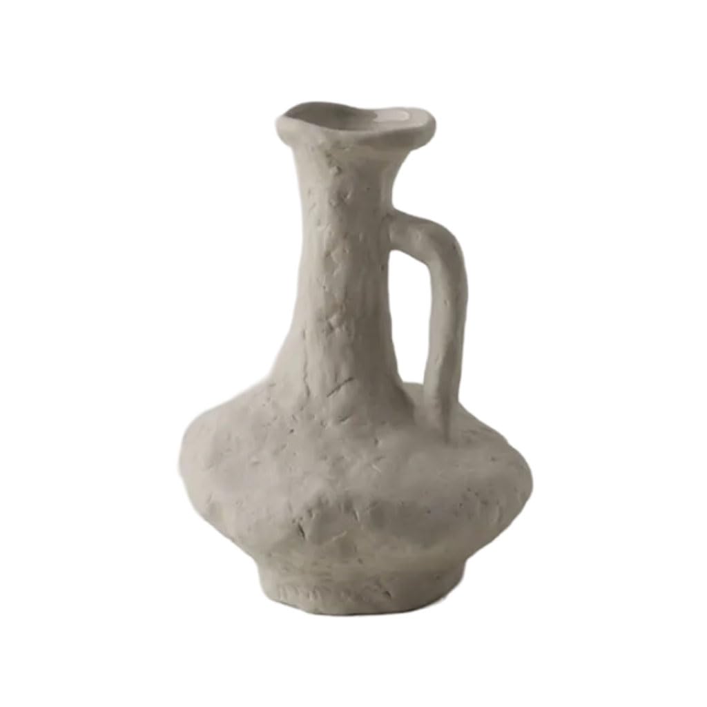HRGKLMN Vase White Matte Ceramic Vase Handmade Home Accessories & Decor, Irregular Texture Vases with Handles, Modern Table Decoration for Dried Flowers Fresh Flowers,Modell D