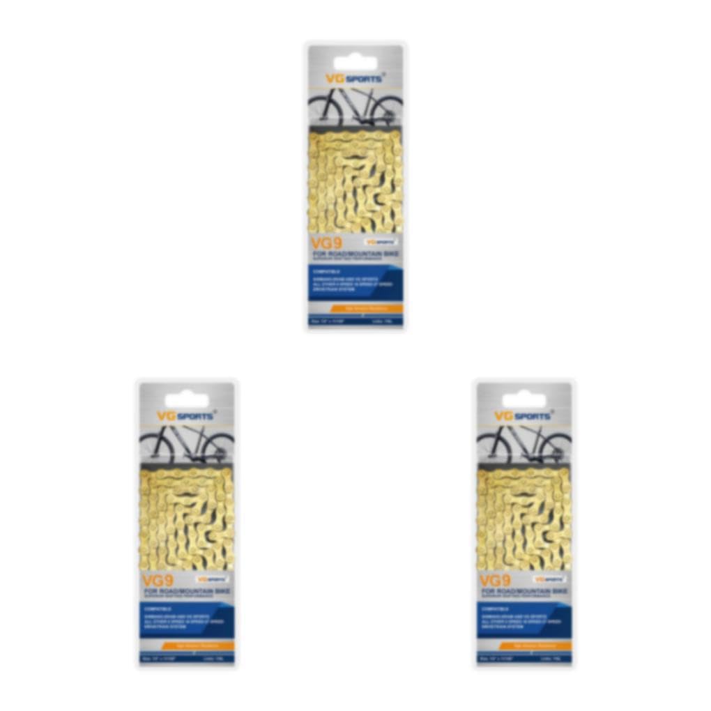 3 Set di Catena per bici facile da installare per mountain bike e bici da strada Catene per mountain bike robuste e durevoli in acciaio al carbonio Elegante oro 9 velocità