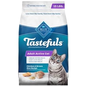 Blue Buffalo Tastefuls Natural Dry Food for Active Adult Cats, Chicken and Brown Rice Recipe, 15-lb. Bag