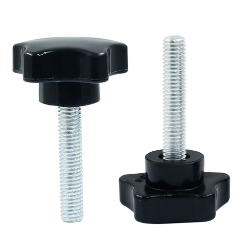 BokWin 2 Pcs Star Hand Knob Tightening Screw M8x40mm Clamping Knob Screw Knob Handle for Umbrella Base Replacement(Black)