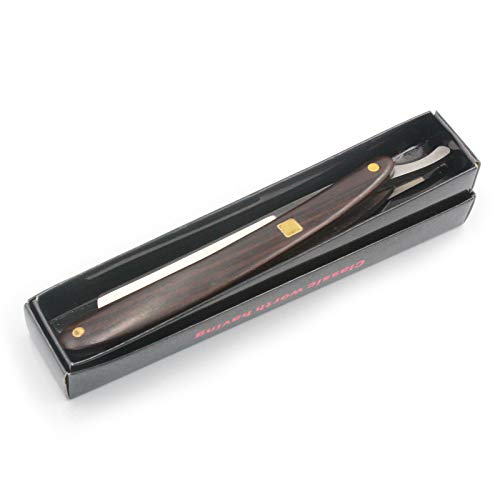 Straight Razor, Wooden Straight Edge Razor For Man Stainless Steel Manual Straight Razor, Cutthroat Rosewood Razor , Natural Wood Scale Vintage Razor Barber Razor #TOP4