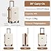 Kono 28 Inch Expandable Large Suitcase with Cup Holder & Side Hook, Lightweight PP Travel Luggage for Long Trips, Family Holidays (Cream)