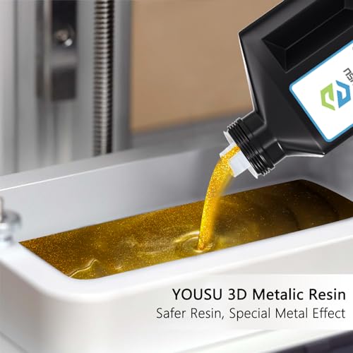 Image of YOUSU 3D Metal Printer, Fast Curing Gold Resin 1KG, Magical Metallic Effect Brass Color Resin for LCD DLP 3D Printing (1000g, Metal)