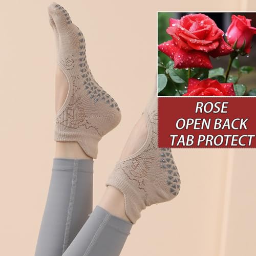 CHUNFO Grip Socks Womens Pilates Yoga Barre Non Slip Stripes Cotton Ankle Anti-Skid Sock Size 5-102