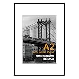 Homso A2 Frame in Black, Metal Thin Board Poster Picture Frame with Acrylic Plexiglass for Pictures A2 with Mat or 11.7x16.5 without Mat for Horizontal and Vertical