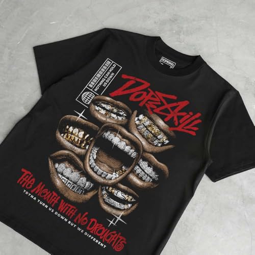 Image of DopeSkill Graphic Tee Streetwear Hip Hop Hypebeast Unisex T-Shirt Sneaker Colour Matching Shirts Rapper Mouth