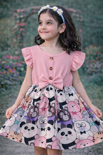 Image of Buy & Try Lycra Panda Printed Girls Frock Dress| Short Sleeve Frock for Kids.