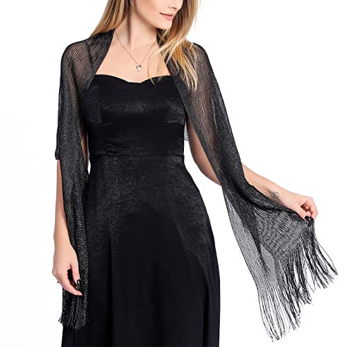 Ralcosuss Women’s Metallic Shawl Wrap Scarf for Evening Party Dresses, Wedding Bridal Long Large Scarves Shoulder Cover Up2