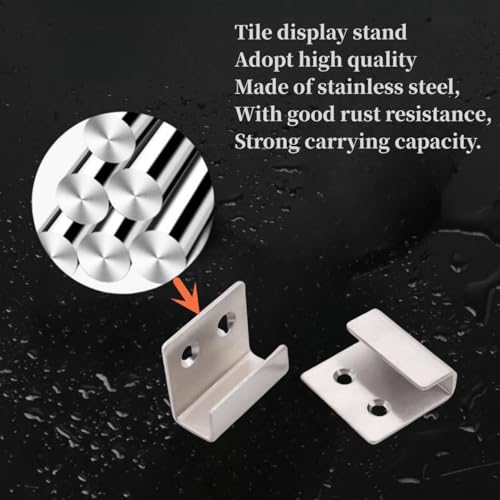 Image of 8 Pcs TileDisplay Wall Hanger, 8 Pcs Stainless Steel Wall Mount Brackets Hook, Heavy Duty Tile Hanger for Mirrors, Picture Frame Ceramic Wall Display (Silver Inner Width 15mm /0.59 inch)