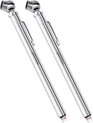 AstroAI 2 Pack Pencil Tire Pressure Gauge (10-75PSI) Stainless Steel Body and Metal Made Nozzle 3 Measurements for Vehicles