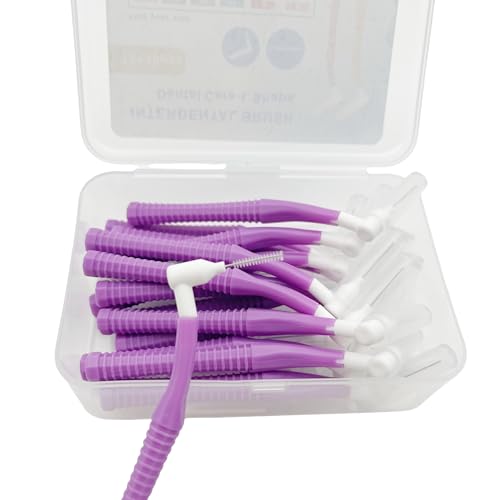 近位ブラシ、歯茎間ブラシ、L角再利用可能デンタルクリーナーブラシ、使い捨て口腔歯科衛生ブラシ、歯科用爪楊枝フロス、ブレース用、歯磨きツール(0.7mmパープル、ノーマル)