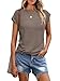 Cuptacc T Shirt Damen Sommer Tops Für Damen Oberteile Rundhalsausschnitt Business Bluse Kurzarm T-Shirt Locker CoffeeGrey Mittel M 38-40