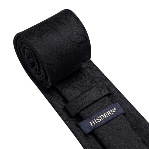 Image of HISDERN Ties for Men Paisley Floral Tie Handkerchief Classic Woven Business Formal Necktie and Pocket Square Set Wedding