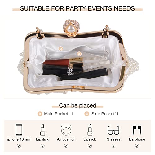 Cartera Clutch Perla Blanca para Mujer miniatura 5