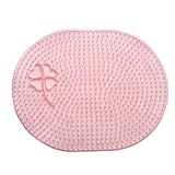 HOMSFOU Multipurpose Pink Oval Shower Foot Scrubber Mat with Massage Pads, Foot Cleaner Massager for Dead