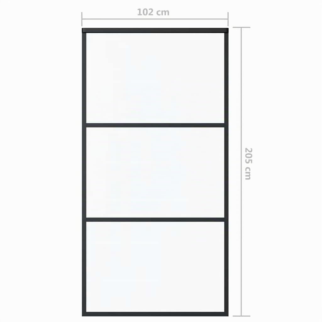 vidaXL Porta Scorrevole in Vetro ESG e Alluminio 102x205 cm Nera