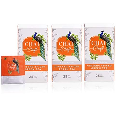 Chai Craft Ginseng Spiced Green Tea for Immunity Boosting Naturally, 25 x 3- 75 Tea Bags (Pack of 3) Cover