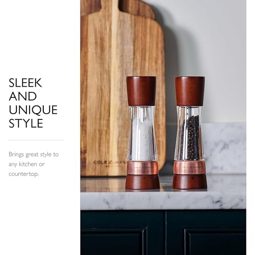 Image of Cole & Mason Derwent Pepper Mill - Gourmet Precision Pepper Grinder - Refillable Seasoning and Spice Tools - Adjustable Black Peppercorn Grinder Settings - Rose Gold