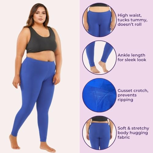 Image of Adira | Plus Size Leggings for Women | Plus Size Leggings for Women | High Waist | Ankle Length | Soft Cotton & Elastane Blend | Non-See-Through | Gusset Crotch Prevents Ripping