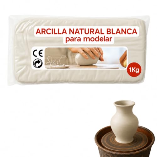 Arcilla Natural Blanca Para Modelar, arcilla para escultura, 1 kg, 1 Unidad