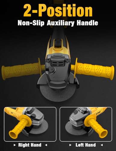 Brushless Angle Grinder, for DEWALT 20V Battery, 4-1/2" Cordless Small Angle Grinder with Auxiliary Handle, 10 Sandpapers, 2 Cutting & 2 Grinding Wheels, Pin Wrench, Lock-on Slide Switch for Polishing by APEXPOWER - Image 6