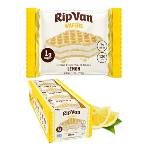 Rip Van Wafels Lemon Cookies, 16 Count, 1g Sugar, 4g Carbs, Vegan, Keto Friendly, Low Calorie, 0g...