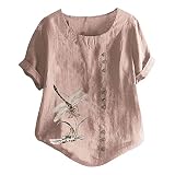 Bluse Damen Oberteile Sommer Tshirt Neues Elegantes Literarisches Und KüNstlerisches Retro-Drucken BeiläUfiges Baumwoll-T-Shirt Top Frauen Satin Hose