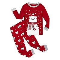Family Feeling Big Girls Boys Long Sleeve Christmas Pajamas Sets 100% Cotton Pyjamas Kids Bear Pjs Size 8 Red