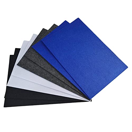 Image of Jtnohx Stiff Felt, 2mm Thick Felt Sheets for Crafts, 8 inchx12 inch Hard Felt Fabric Squares 8Pcs for DIY Projects (Black White Grey Blue)
