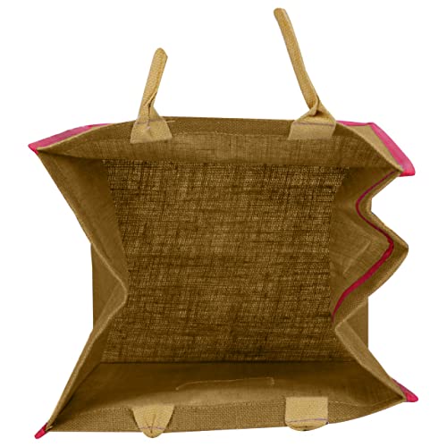 Image of Double R Bags Reusable Grocery Shopping Jute Gift Bag With Cotton Handle for Wedding, Return Gifts & Birthday Party - (Brown) Pack of 1