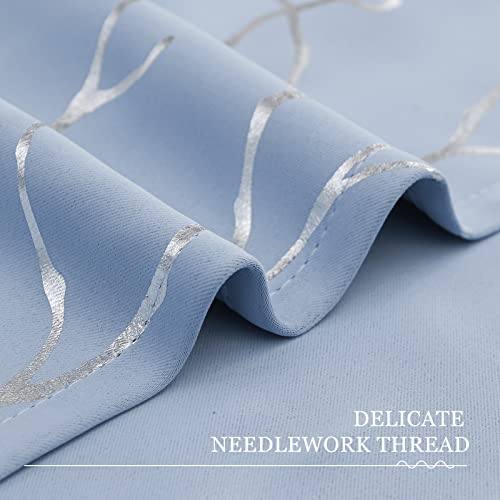 Buhua Light Blue Curtains, Tree Branches Curtains, Light Blocking Energy Saving Window Curtain - 63 Inch Long, Sliding Door Curtains 2 Panels, Baby Blue, 52W X 63L #TOP3